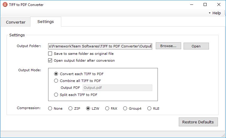 TIFF to PDF Converter Files Selected